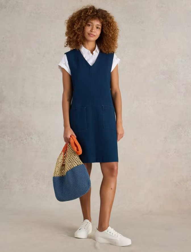 Maple Denim Jersey Pinafore Mid Denim