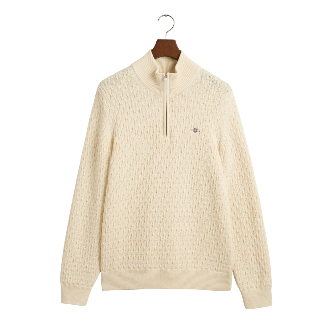 Textured Cotton Half Zip