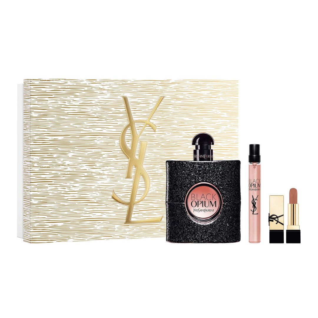 Yves Saint Laurent Black Opium 90ml EDP Spray + 10ml EDP Spray + 1.3G Lipstick Gift Set