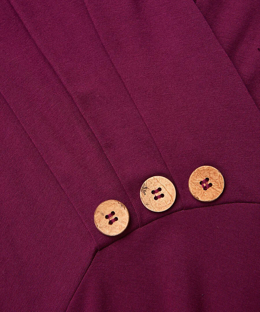 Button Detail Jersey Tunic Top Berry