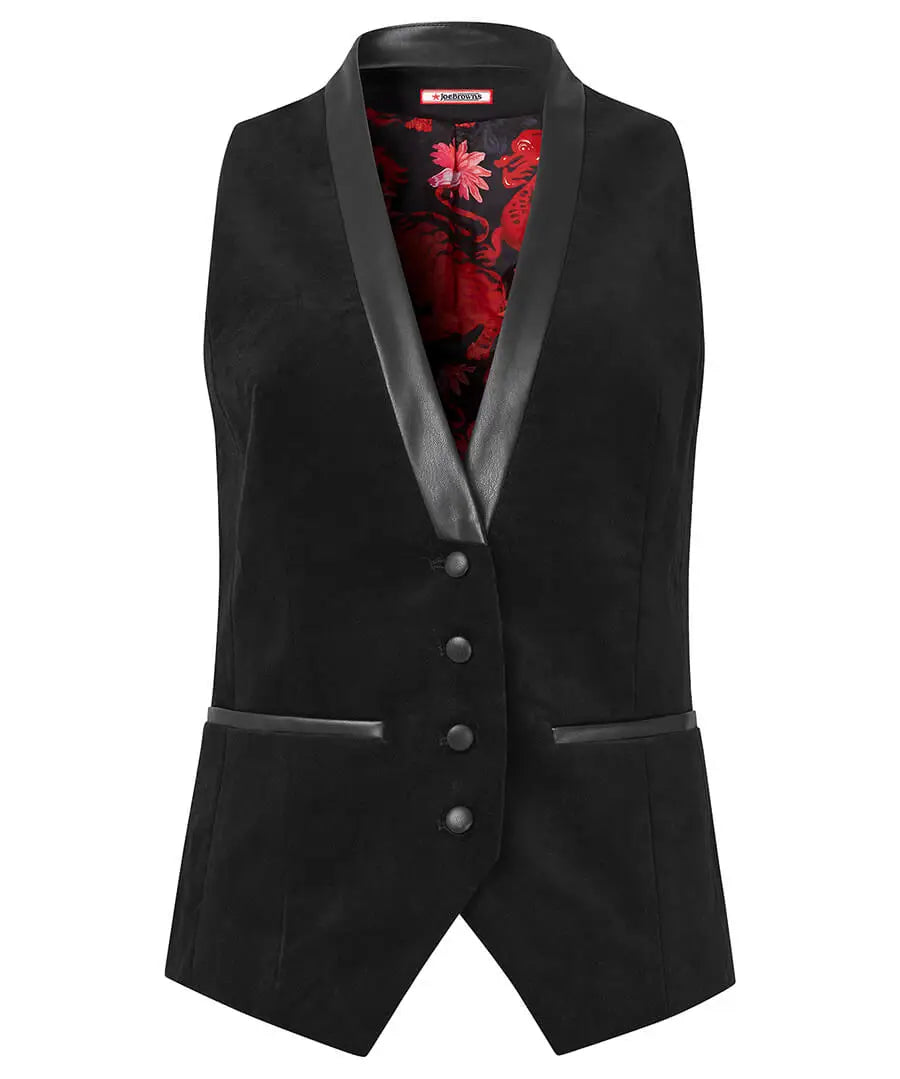 Ultimate Black Velvet Waistcoat Black