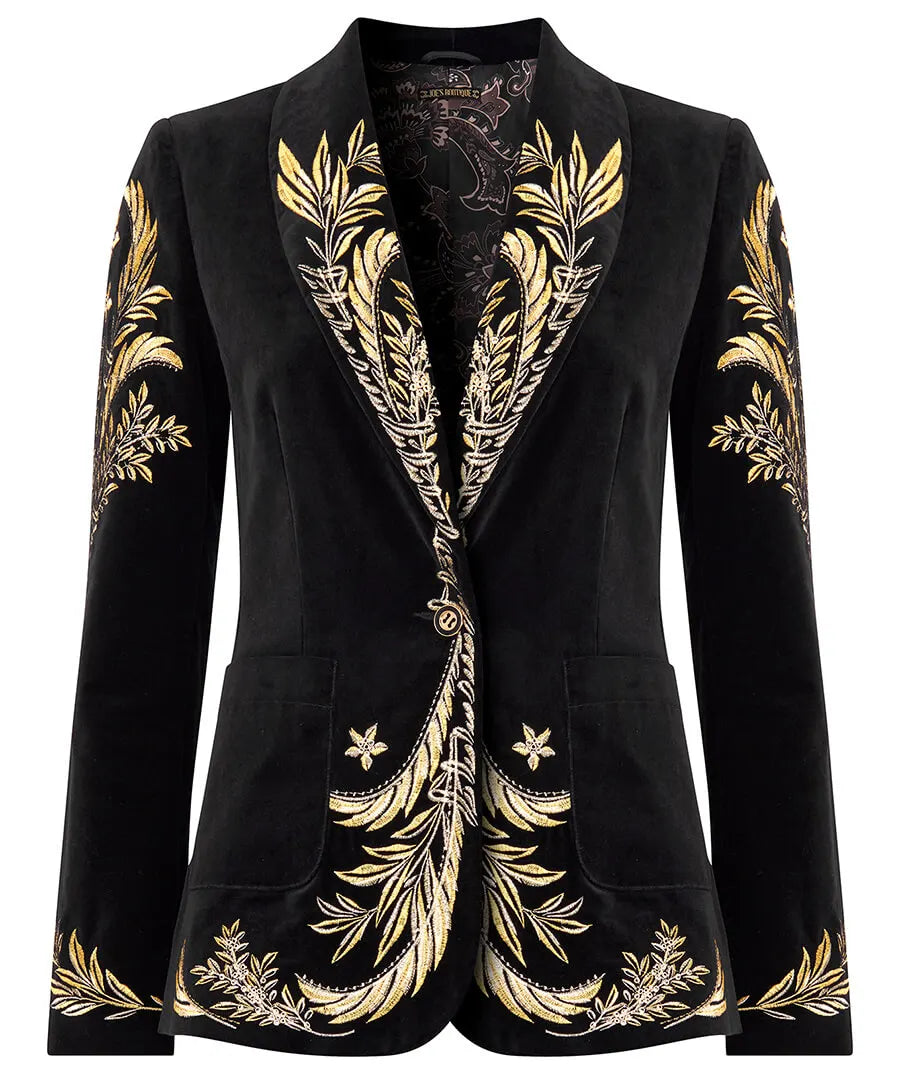 Decadent Drama Embroidered Boutique Jacket Black