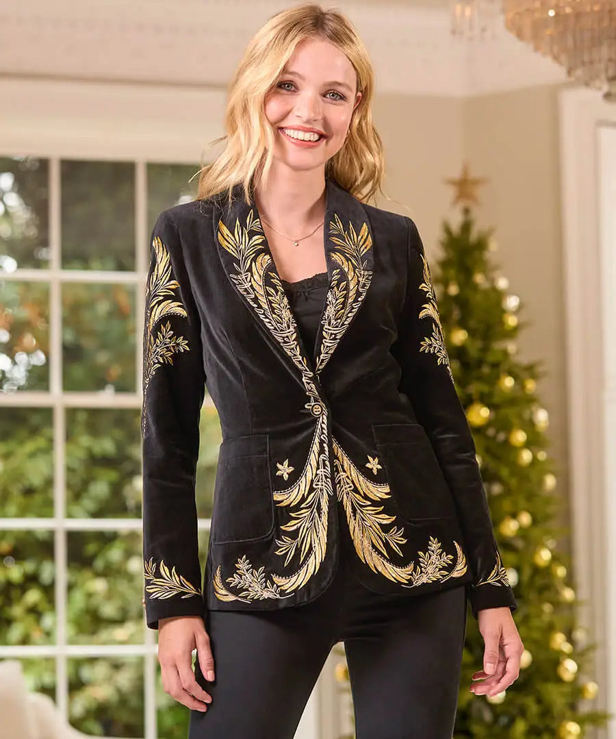 Decadent Drama Embroidered Boutique Jacket Black