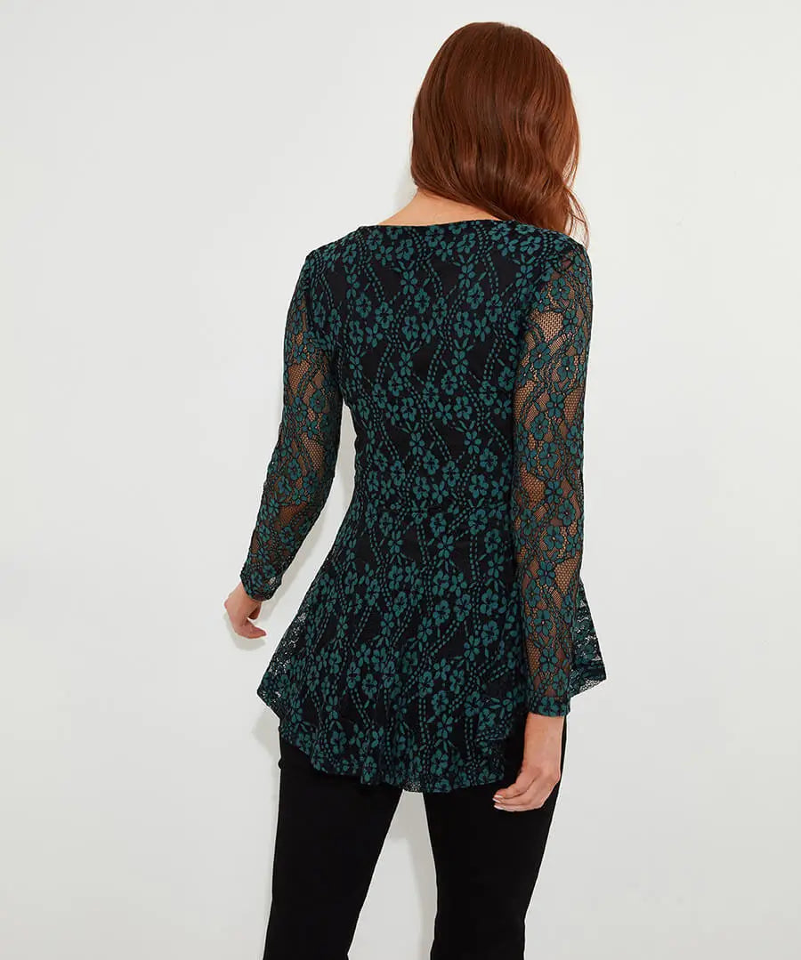 Georgie Lace Zip Top Teal