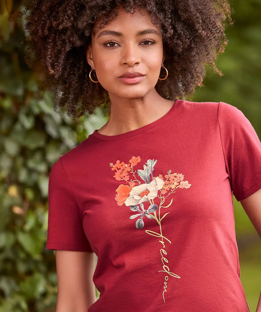 Autumn Florals T-Shirt Berry