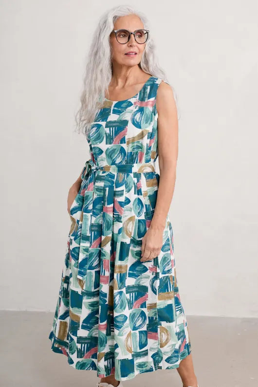 Seasalt Belle Fit-and-flare Midi Dress Driftwood Marks Chalk