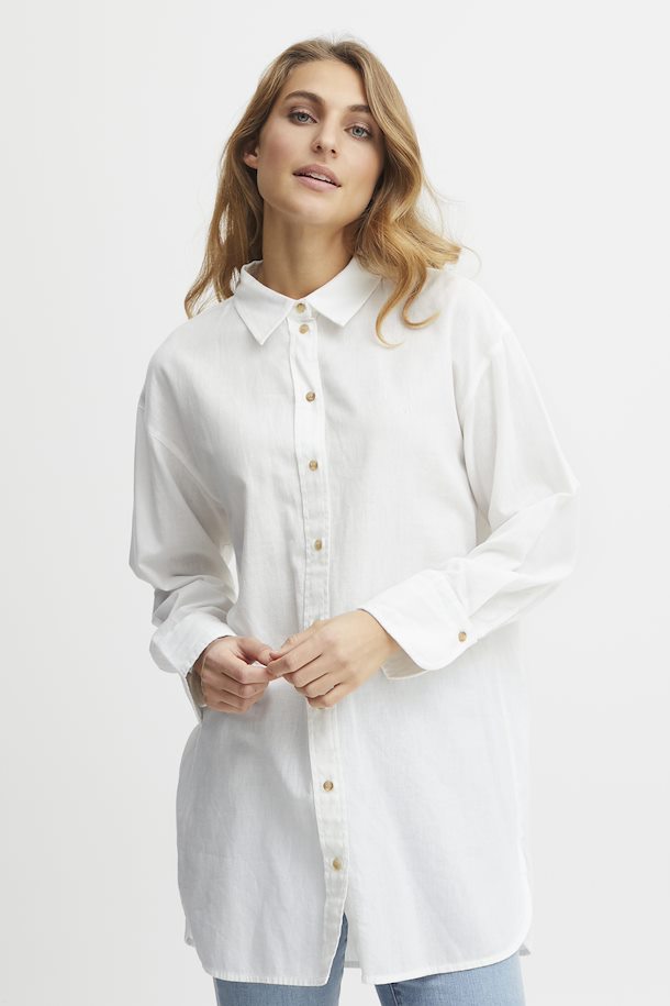 Fransa Maddie Tunic Shirt White Blanc de Blanc