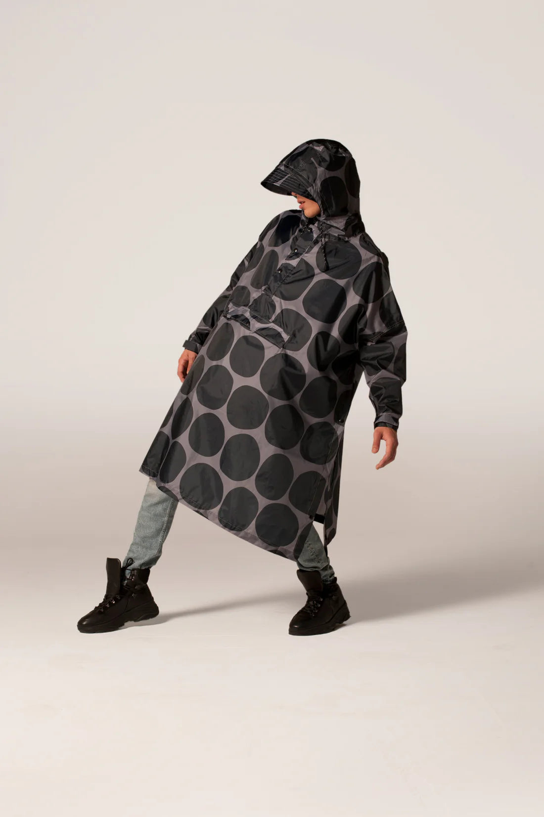 Black Polka Rain Poncho