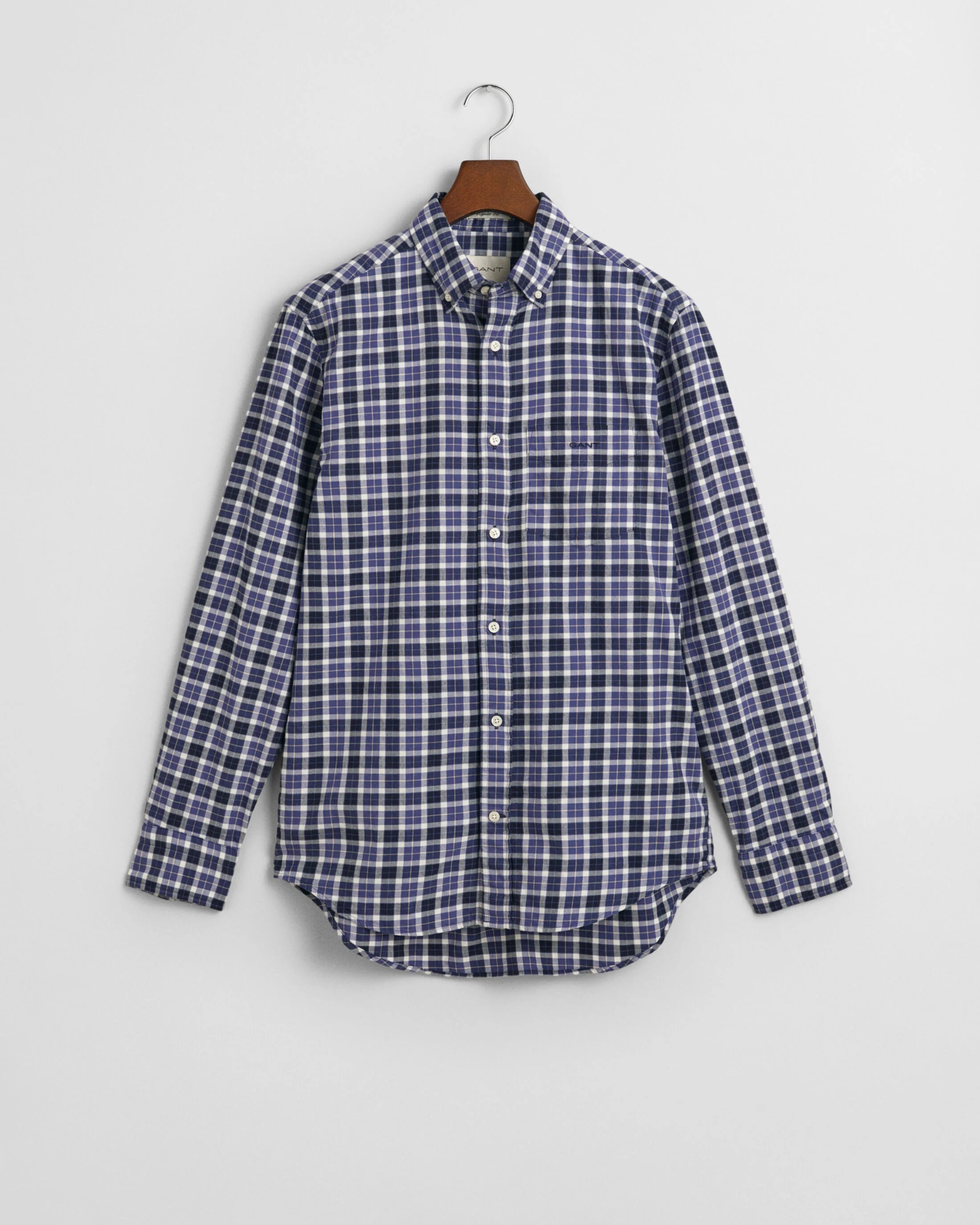 Regular Fit Checked Light Twill Shirt Sailor Navy