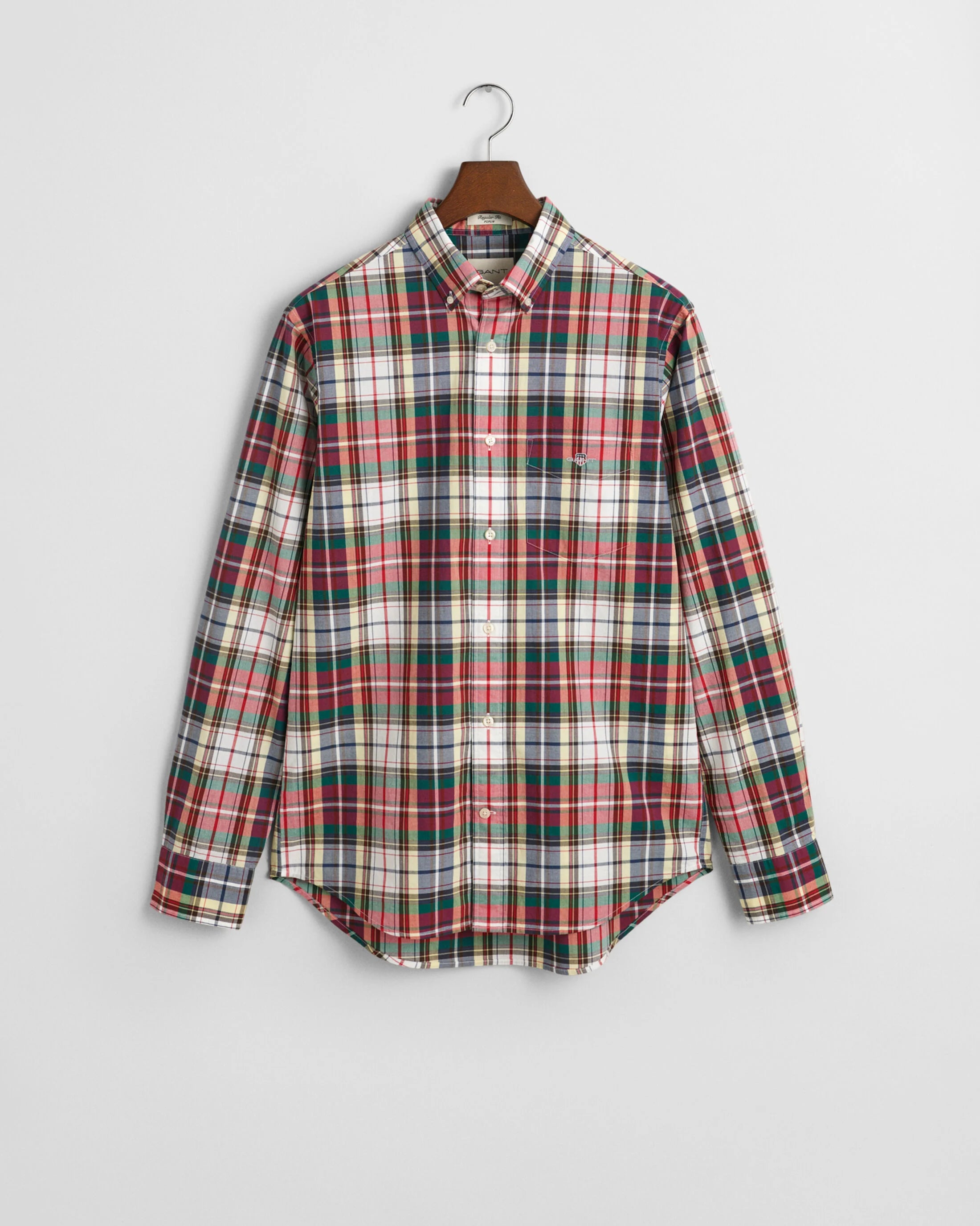 Regular Fit Tartan Checked Poplin Shirt Ruby Red