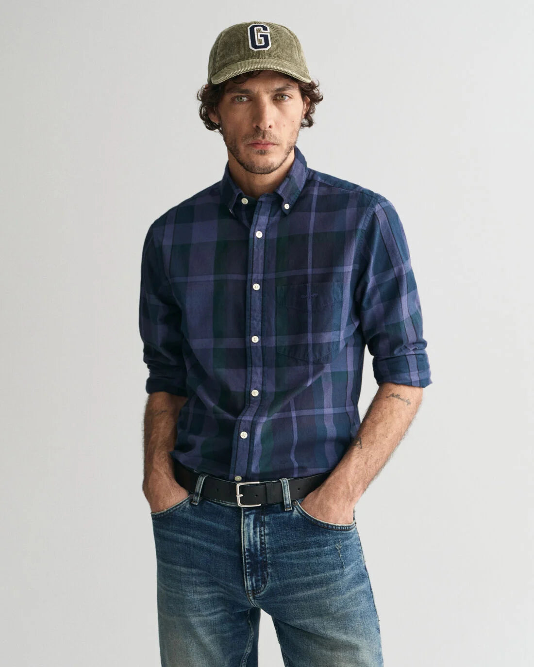 Regular Fit Garment-Dyed Checked Shirt