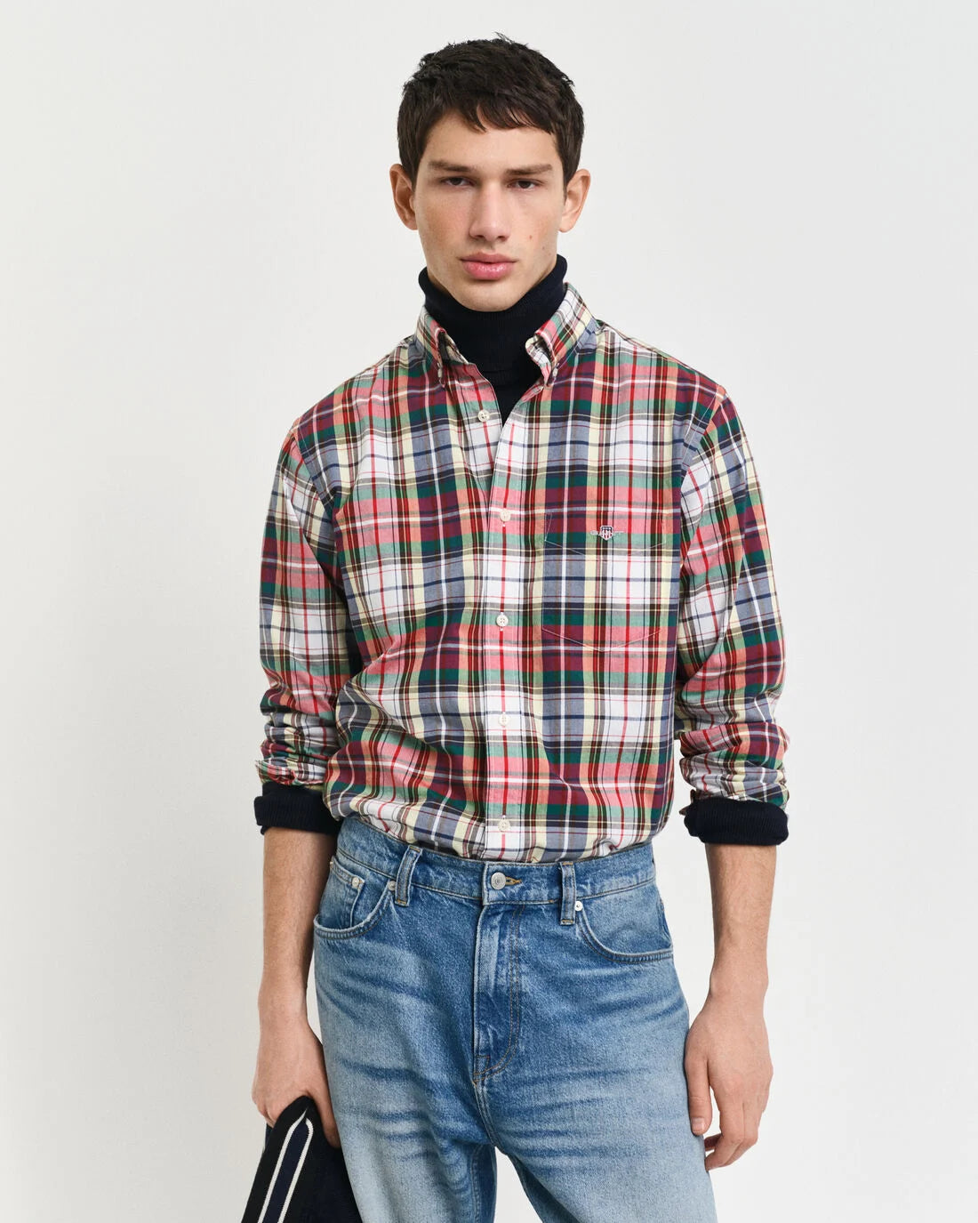 Regular Fit Tartan Checked Poplin Shirt Ruby Red