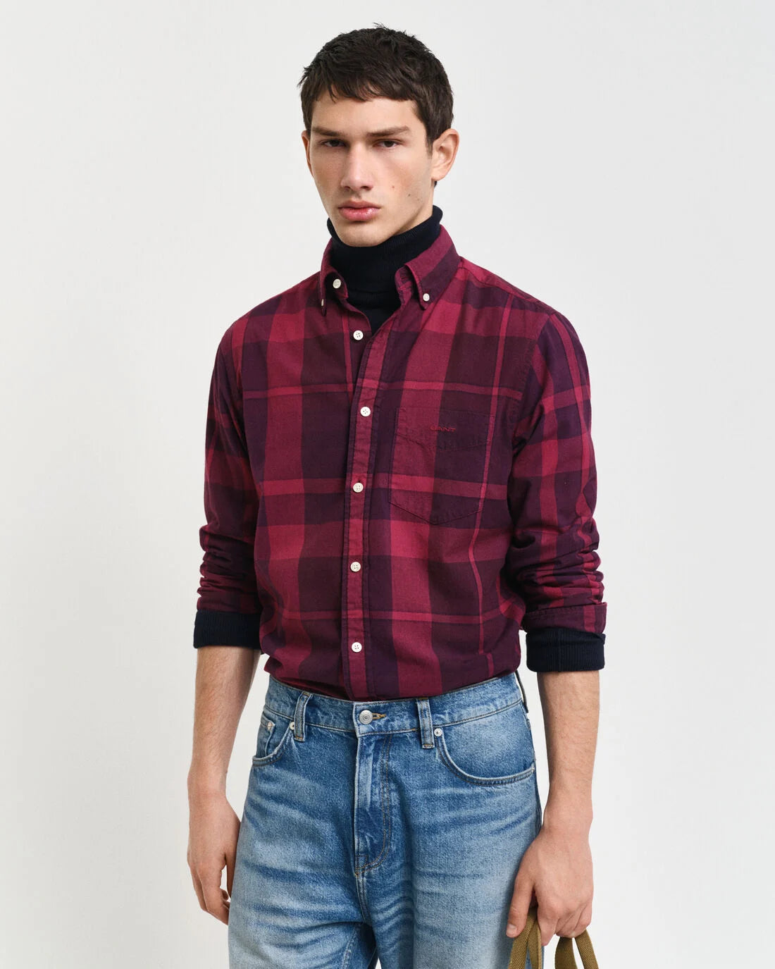 Regular Fit Garment-Dyed Checked Shirt