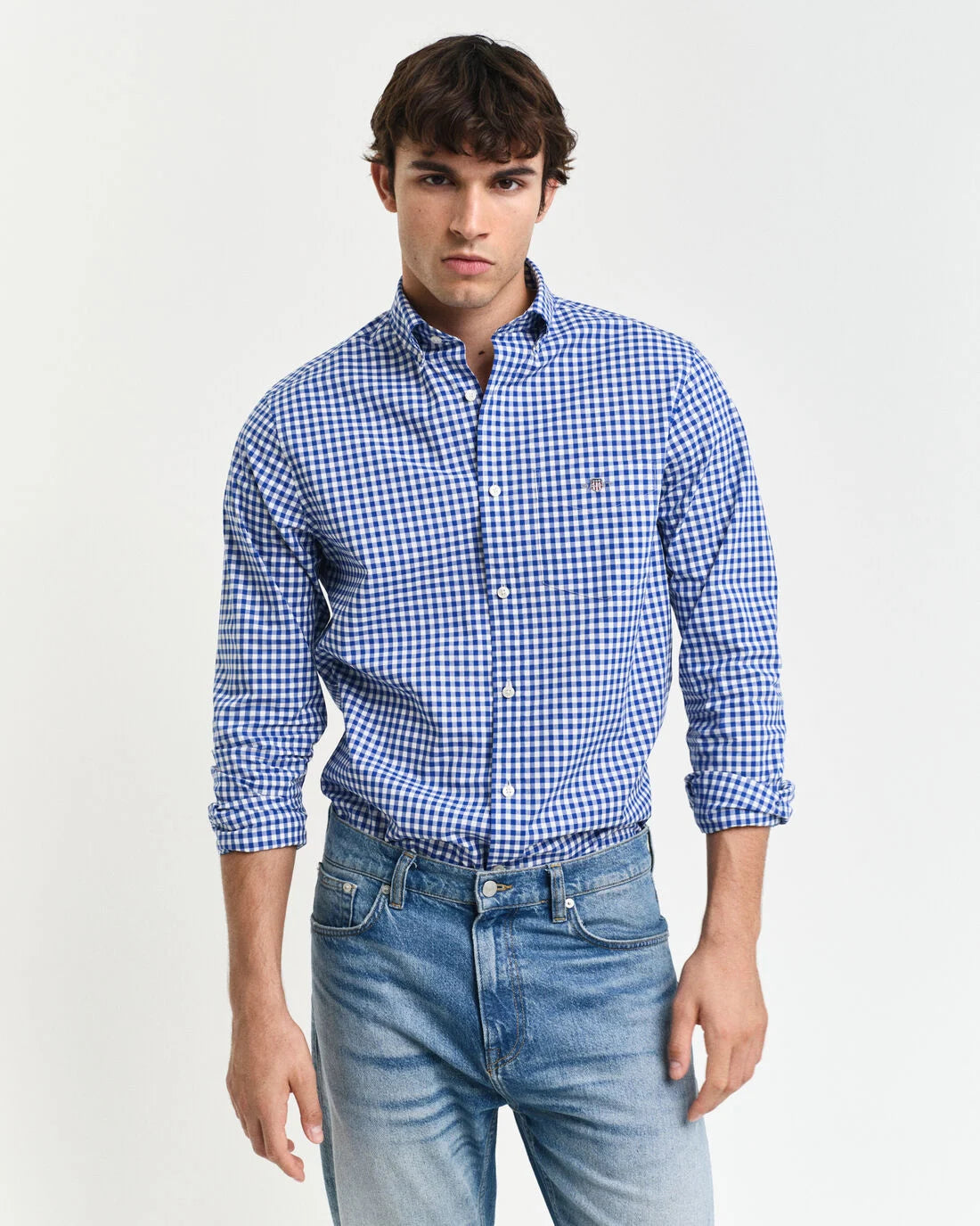 Regular Fit Classic Gingham Poplin Shirt College Blue